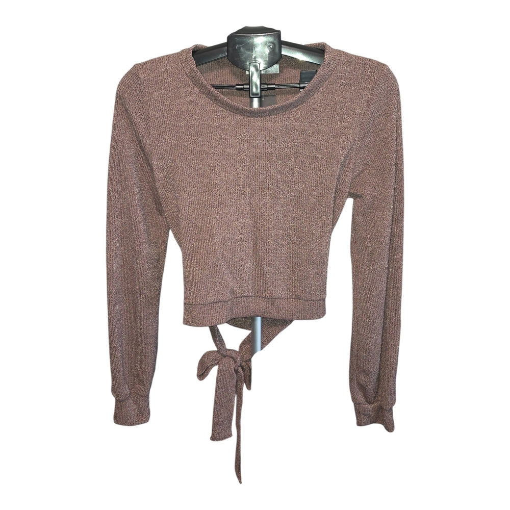 Tie-Back Cropped Sweatshirt in Dusty Brown